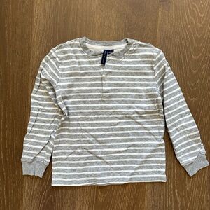 Janie and Jack Gray Striped Boy Henley Long Sleeve Shirt